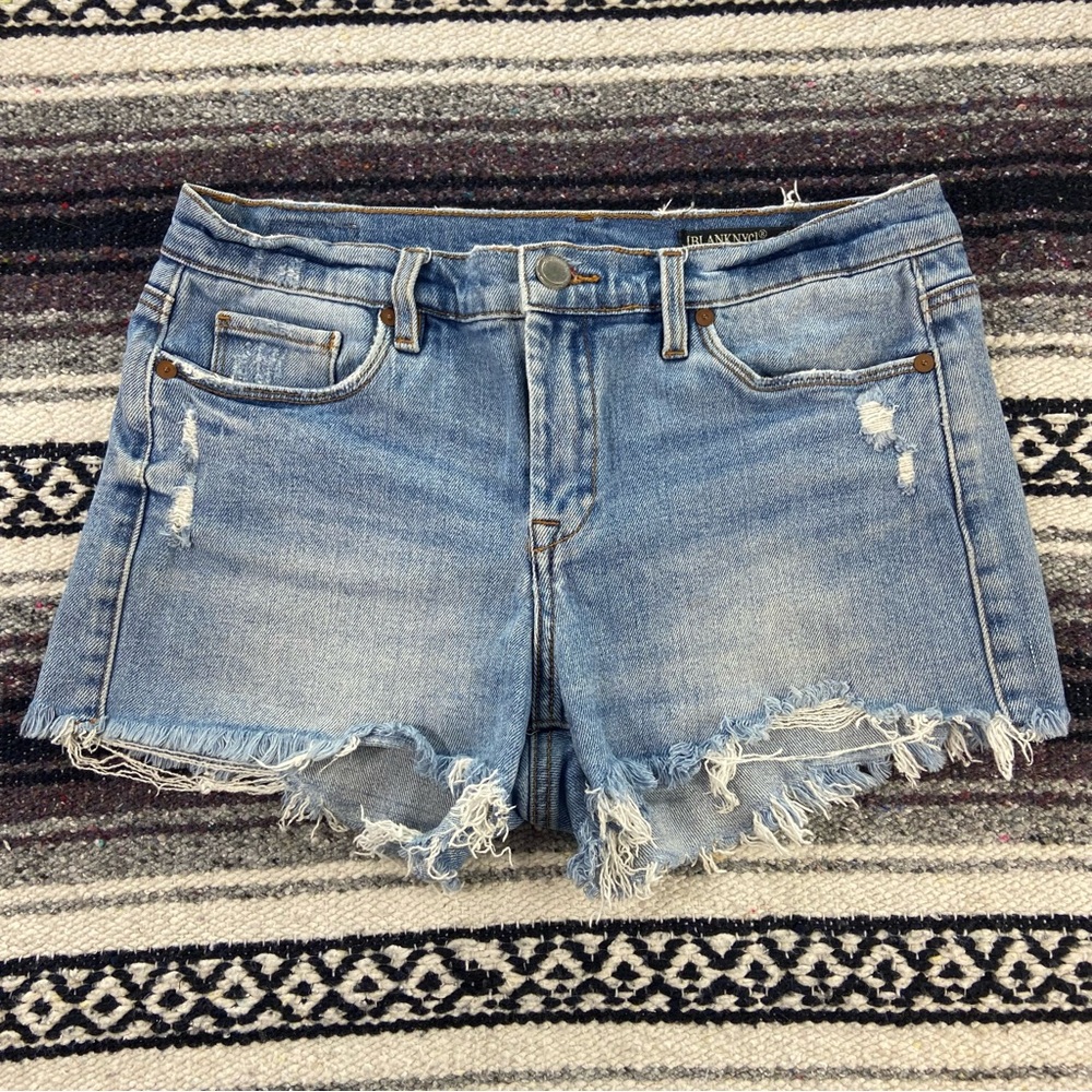 Blank NYC The Astor Cut-Off Short Light Blue Wash Denim Jean Shorts Cutoff 28